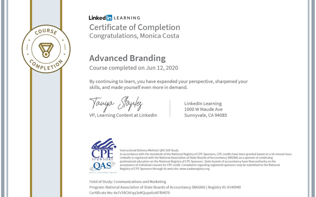 certificate completion advanced branding