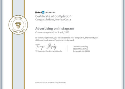 certificate advertising on Instagram