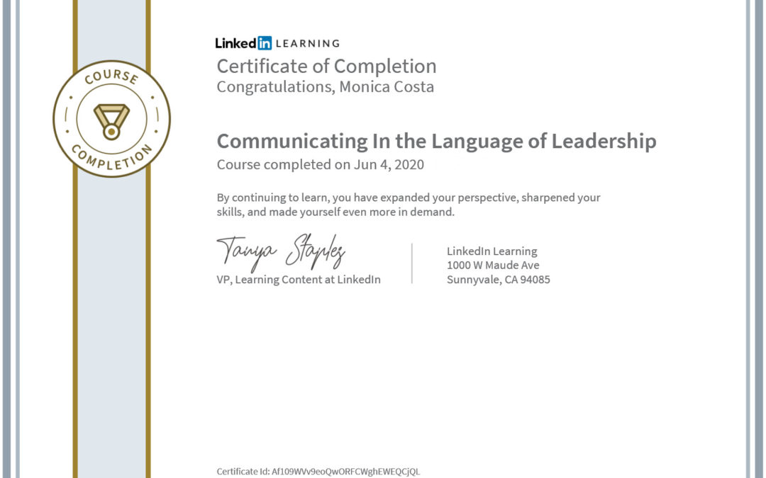 certificate communicating in the language of leadership