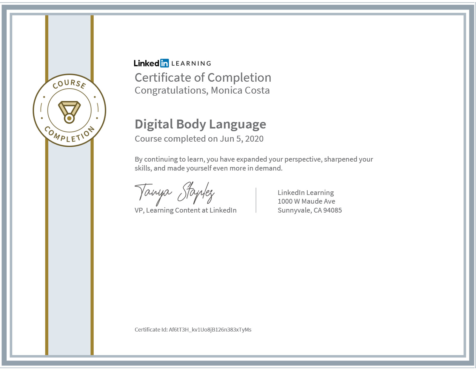 certificate digital body language