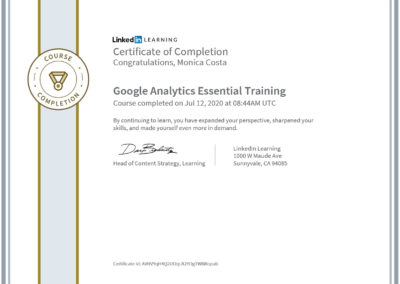 certificate Google Analytics essential training