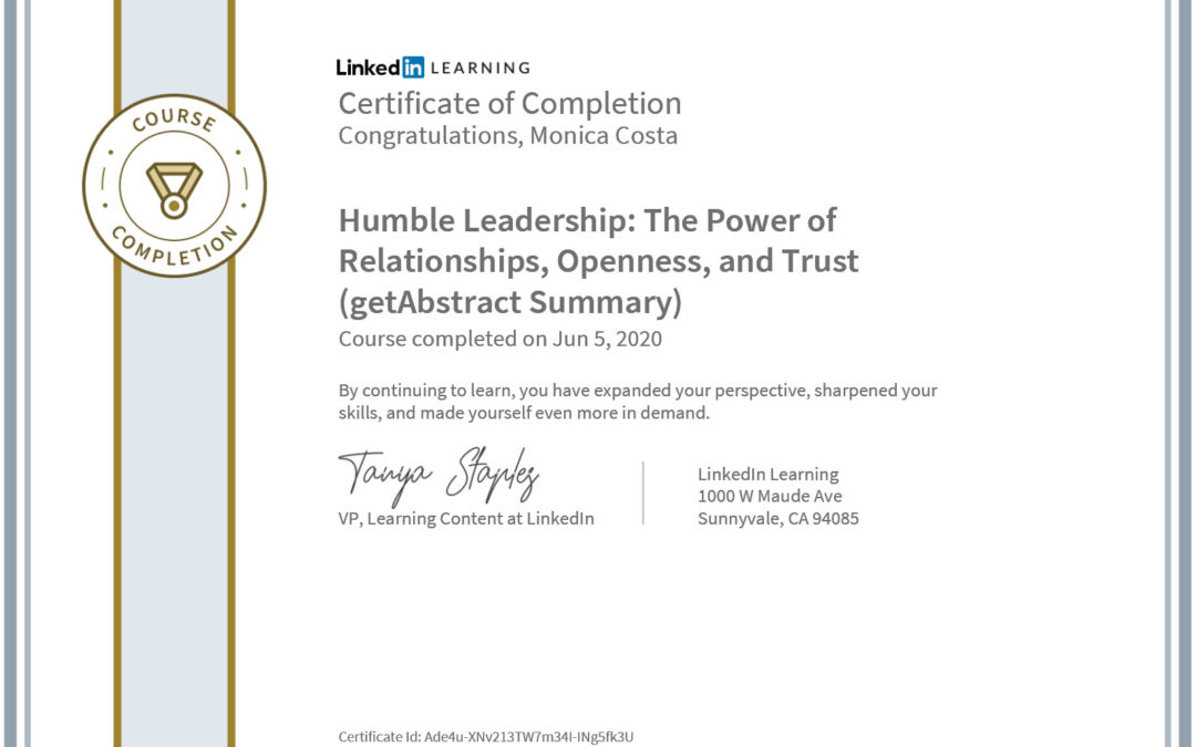 Certificate humble leadership