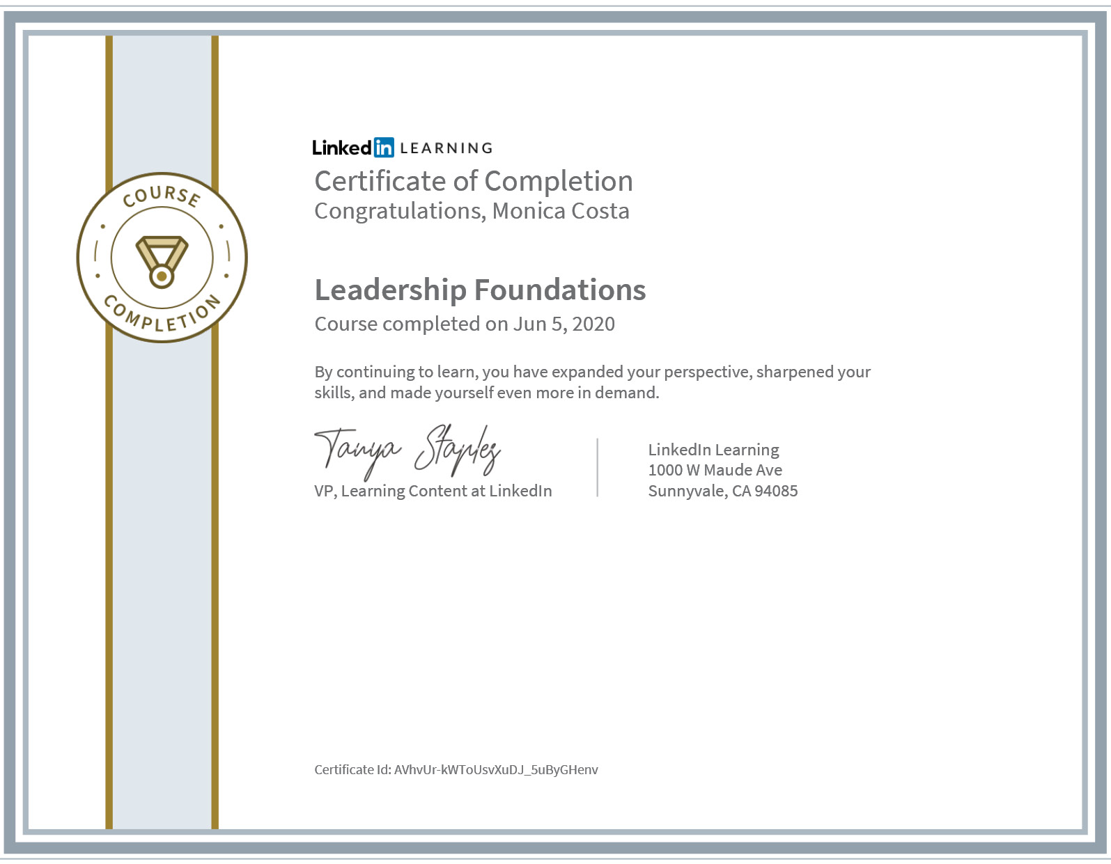 Certificate leadership foundation