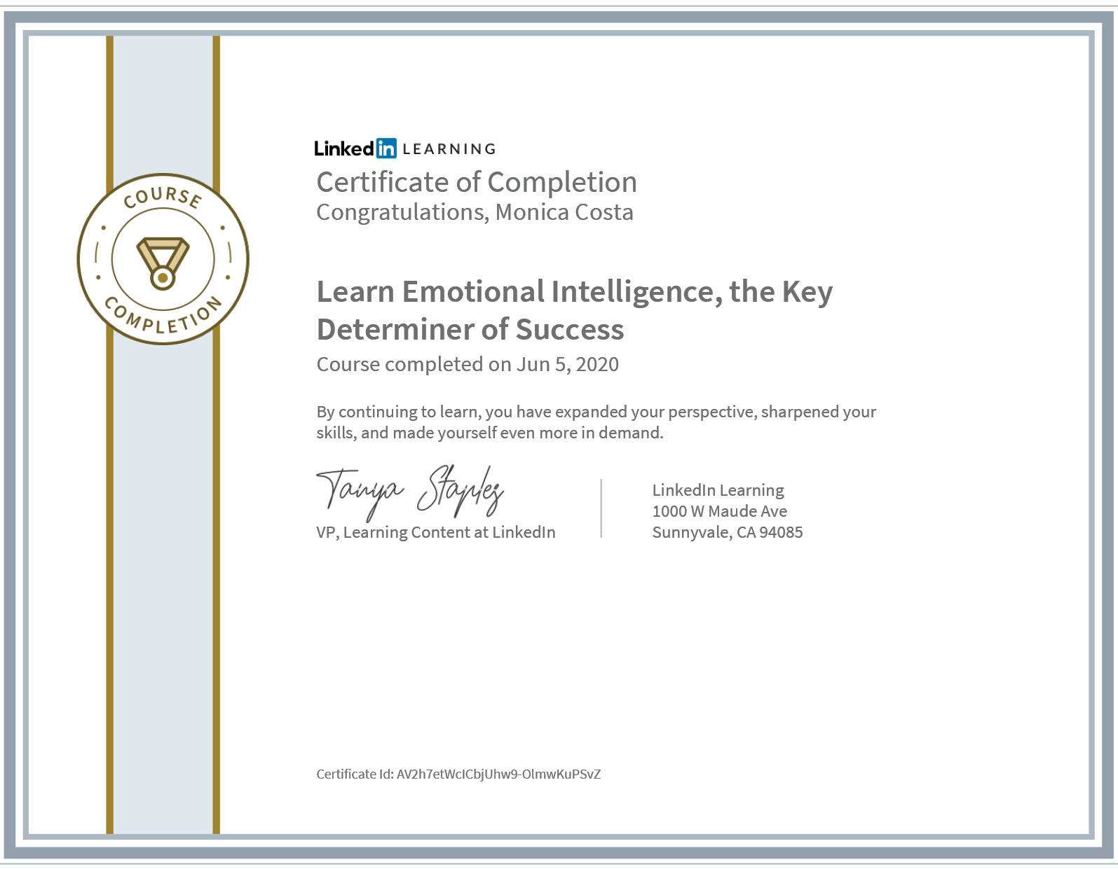 certificate learn emotional intelligence