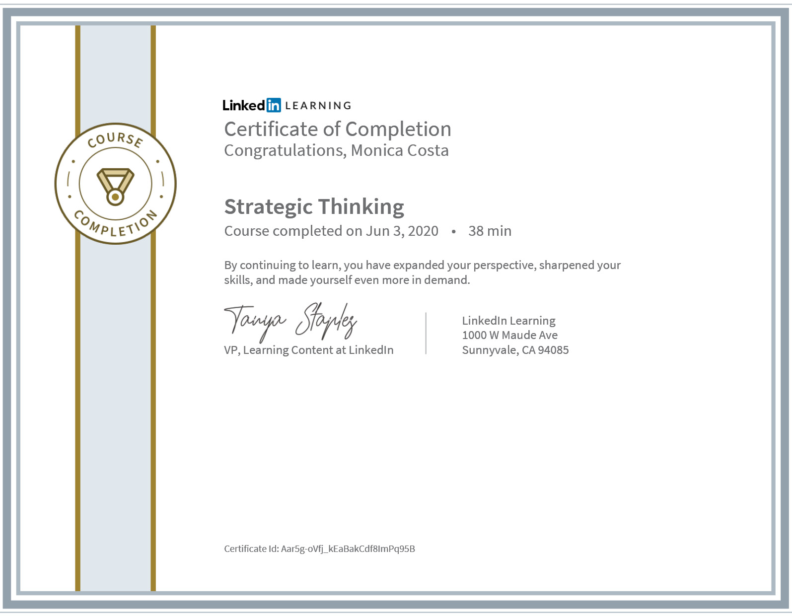 certificate strategic thinking