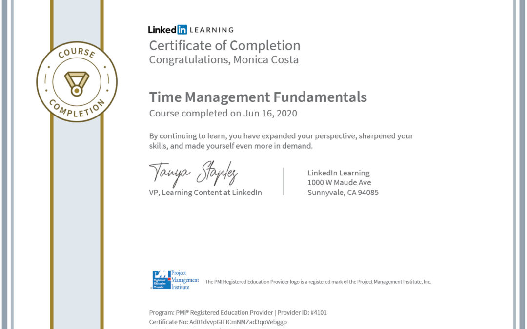 certificate time management PMI