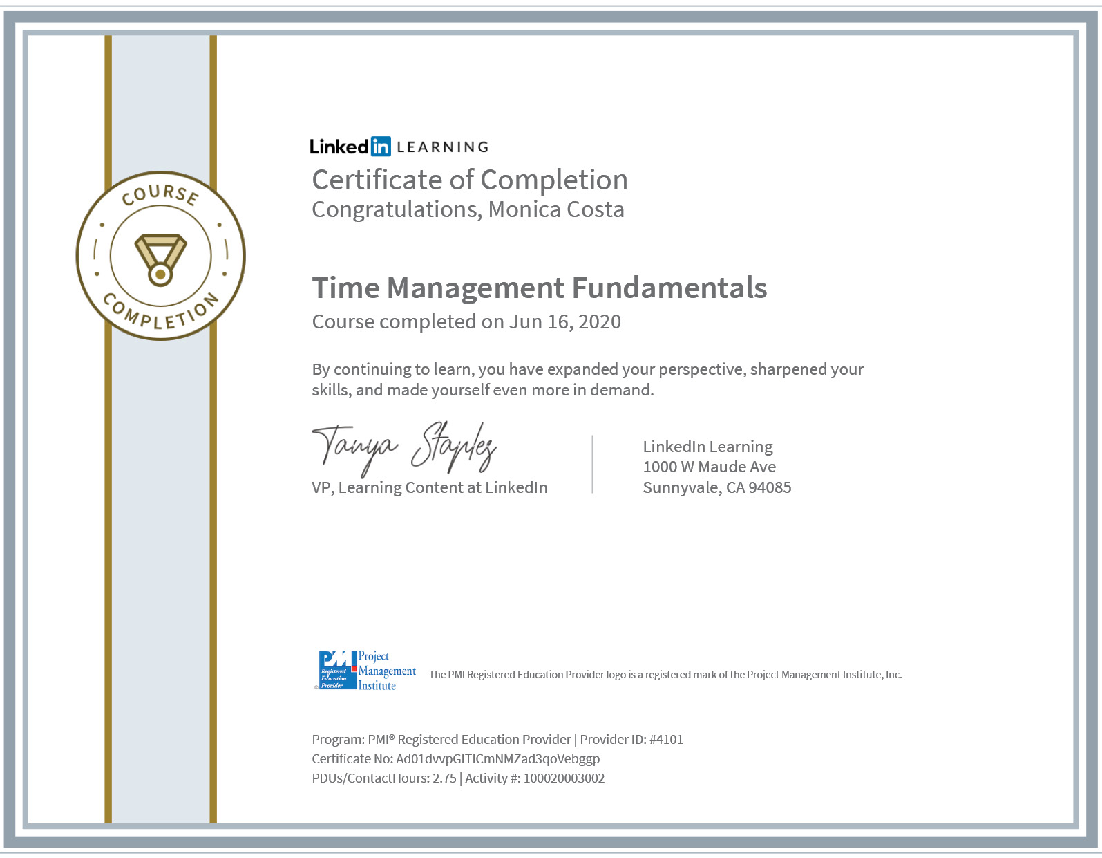 certificate time management