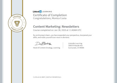 Certificate Content Marketing: Newletter
