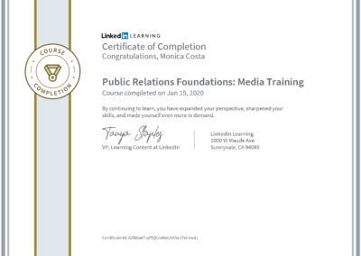 Certificate Public Relation Foundation: Media training