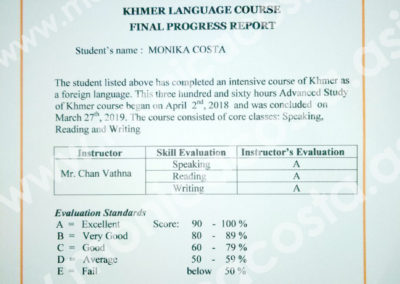 Khmer language course certificate