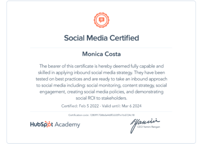 Social Media Certificate