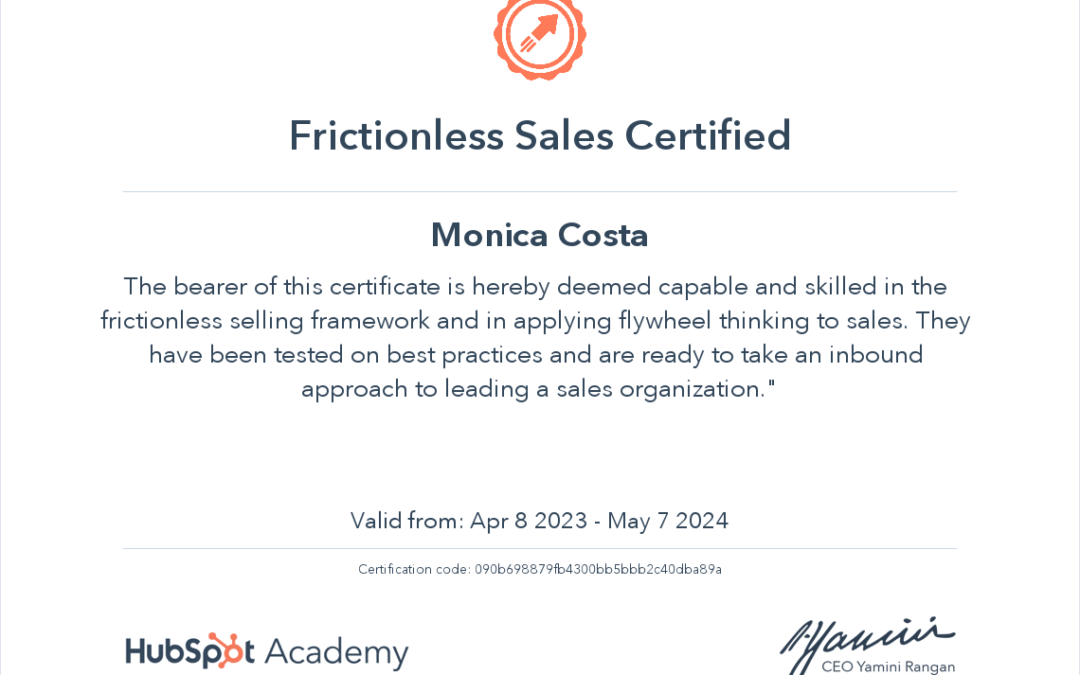 Frictionless Sales Certificate
