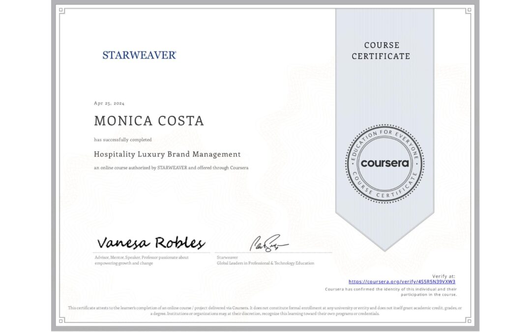 Hospitality Luxury Brand Management | Coursera Certificate