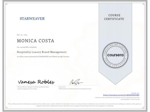 Hospitality Luxury Brand Management | Coursera Certificate